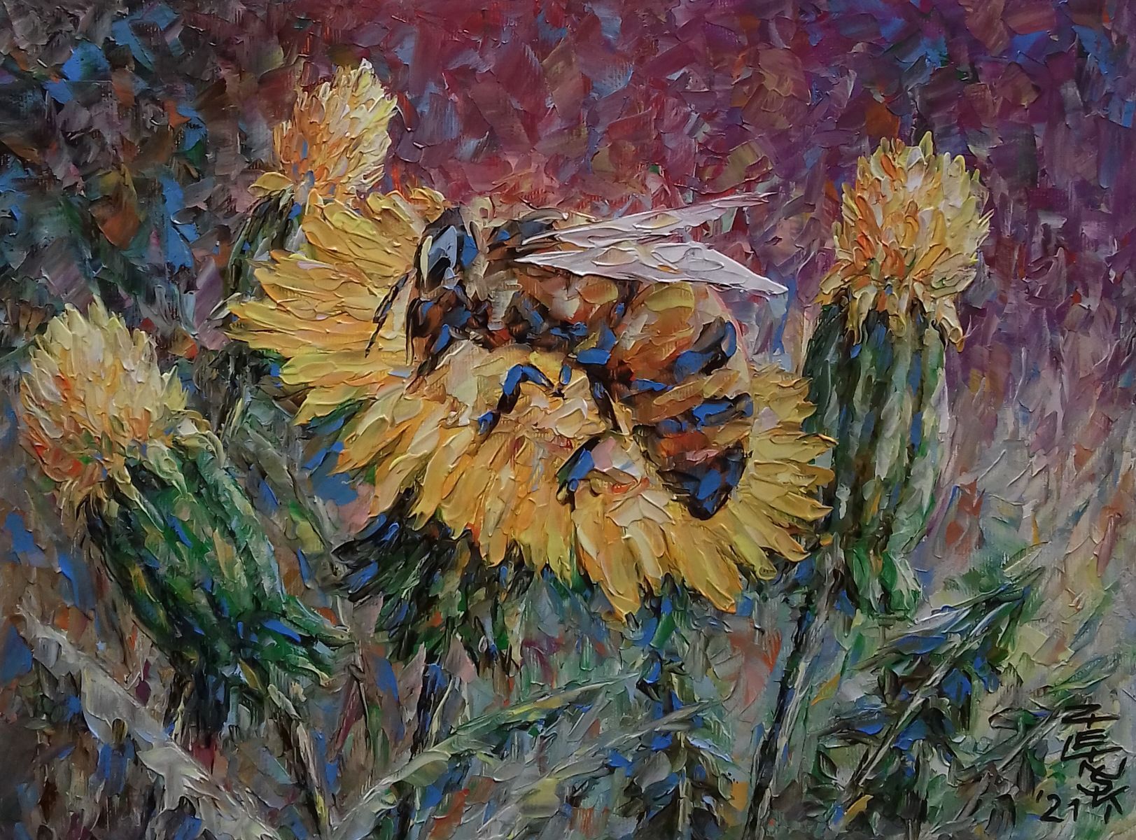 kwiaty-obraz-olejny-zielinski-pszczola