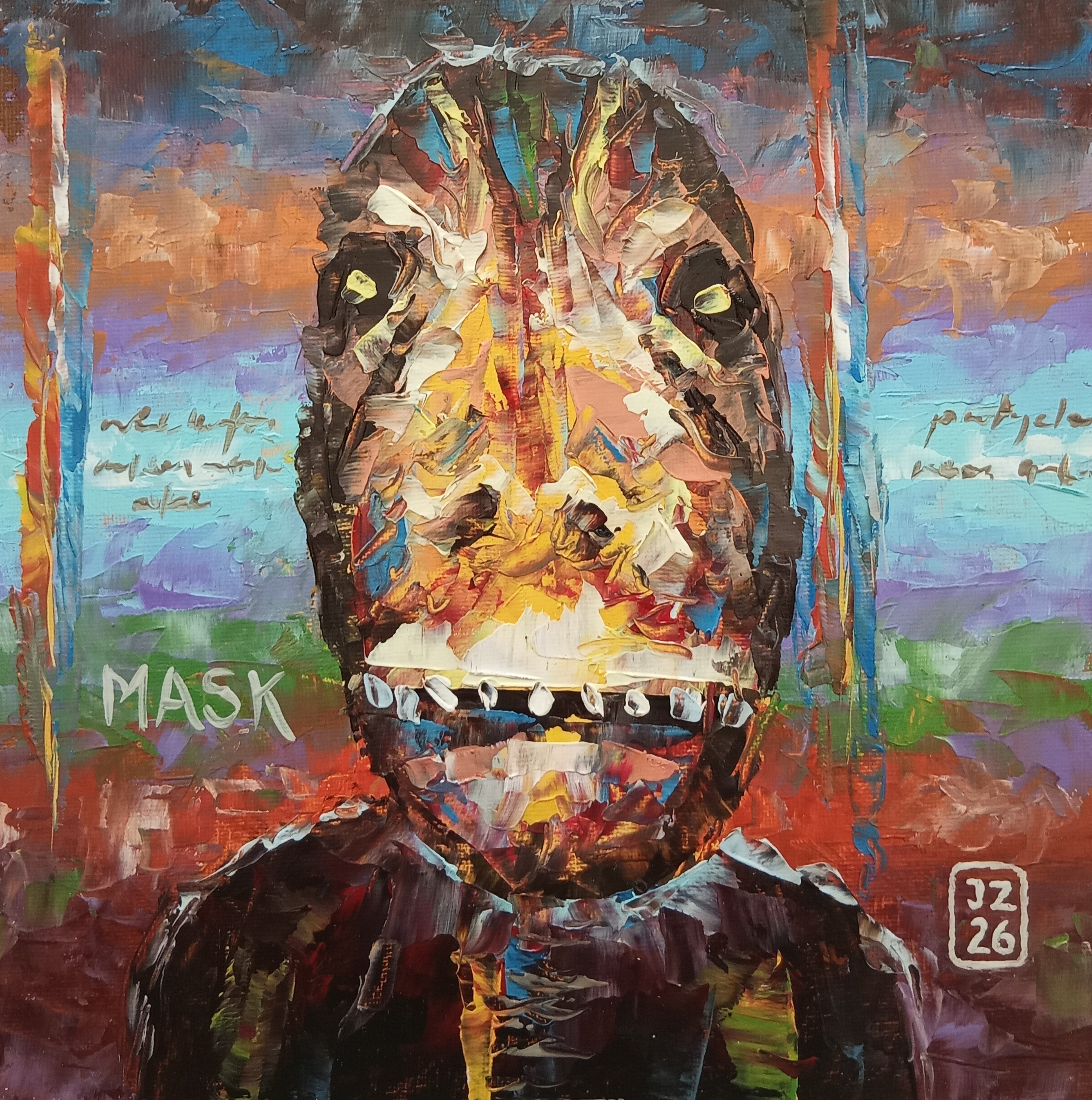 Abstrakcyjny portret na panelu malarskim 